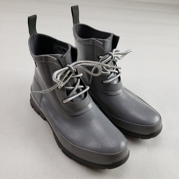 Bogs Amanda Chukka Rain Boot Womens 6 Gray Lace Up Rubber Waterproof Ankle - Picture 1 of 10